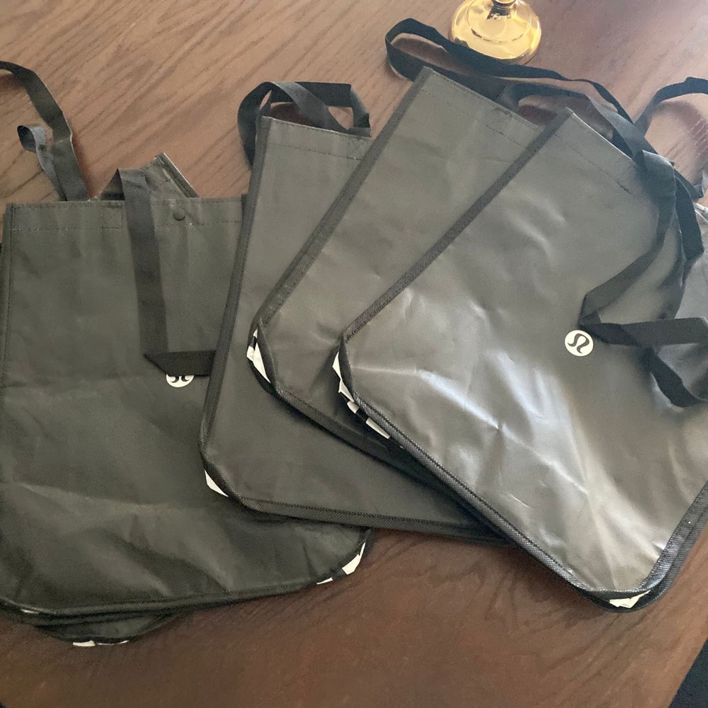 LARGE Lululemon Reusable Shopping Tote Lot Of 5  Big Bags All Same Color 16x14
